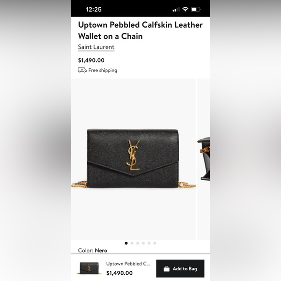 NIB YSL Uptown Pebbled Calfskin Leather Wallet on a Chain - Picture 1 of 14